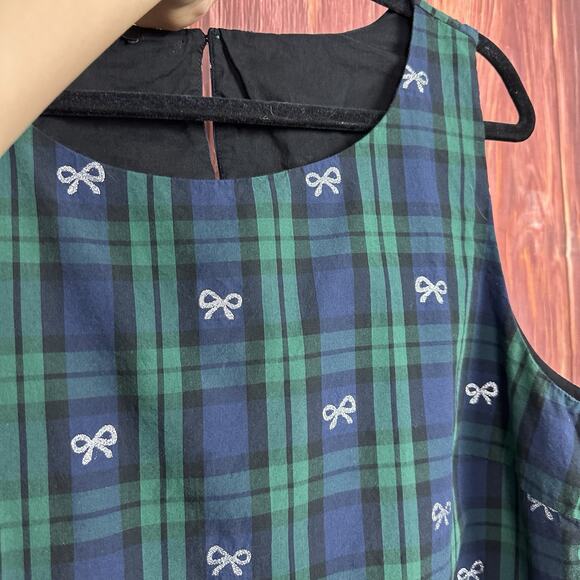 Talbots Metallic Bow Plaid Tank Top Side Zip Tartan Plaid Womens Plus Size 18 - Picture 4 of 6